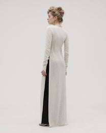 FULL LONG BUTTONED TOP IN BEIGE