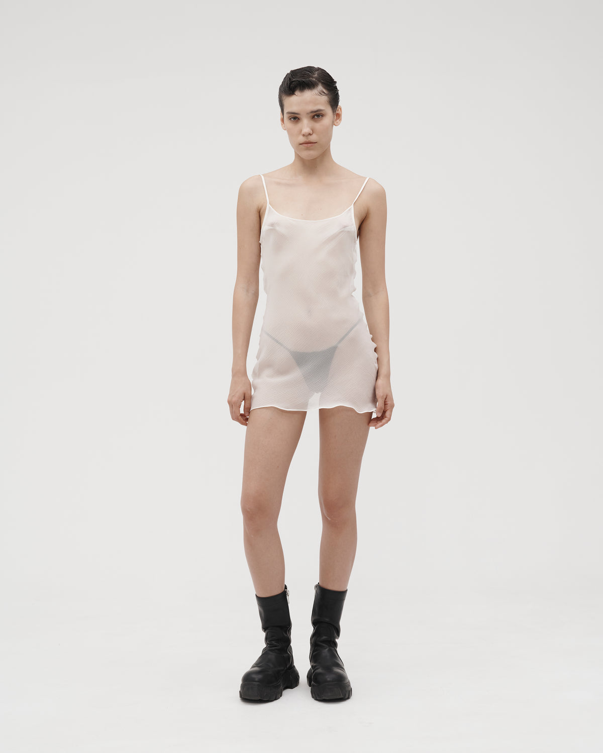 SHEER SILK MINI DRESS