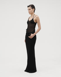 WOOL MAXI SKIRT WITH BELT LOOPS