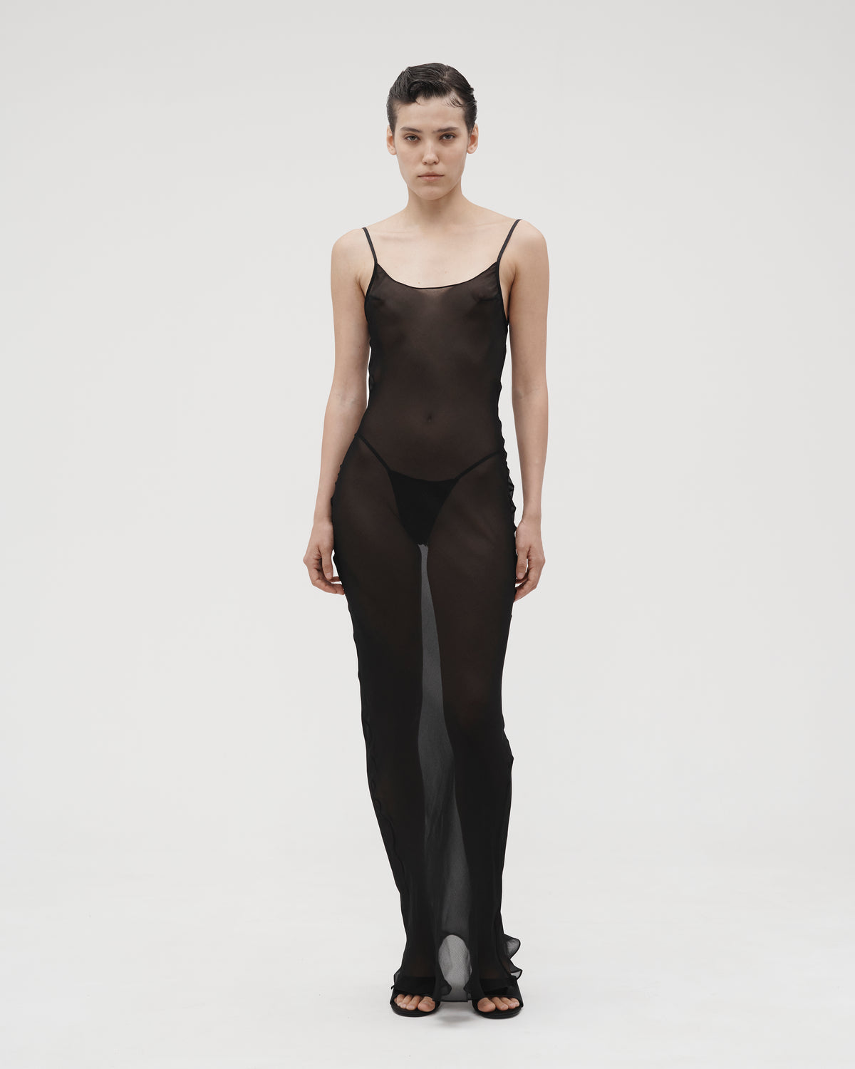 SILK CAMI MAXI DRESS IN BLACK