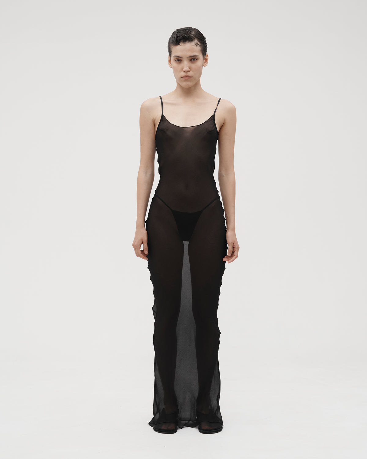 SILK CAMI MAXI DRESS IN BLACK