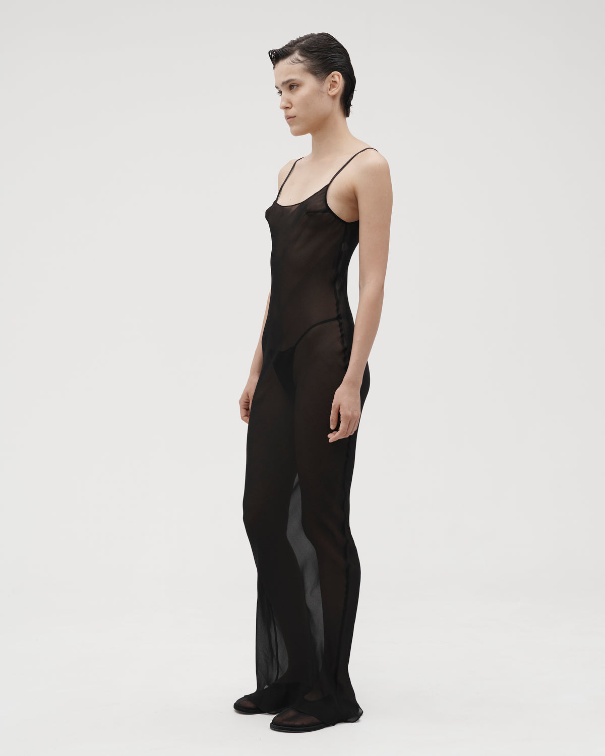 SILK CAMI MAXI DRESS IN BLACK