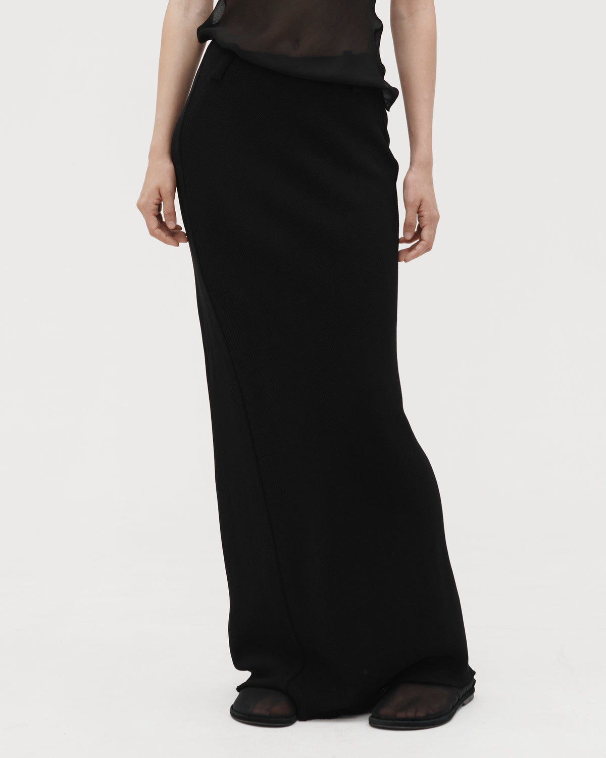 WOOL MAXI SKIRT WITH BELT LOOPS