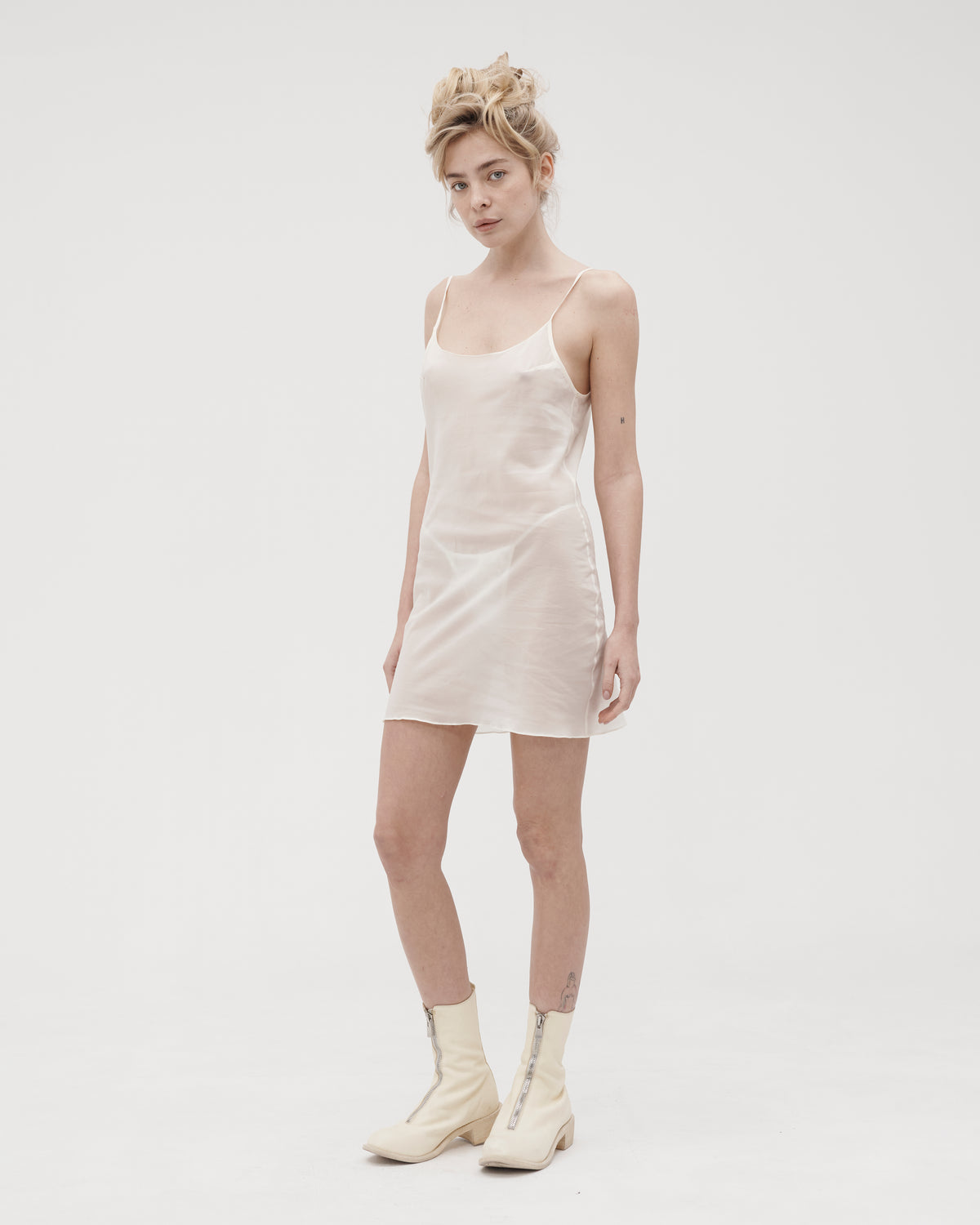 SILK CAMI MINI DRESS IN IVORY