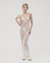 SILK CAMI MAXI DRESS IN MILK