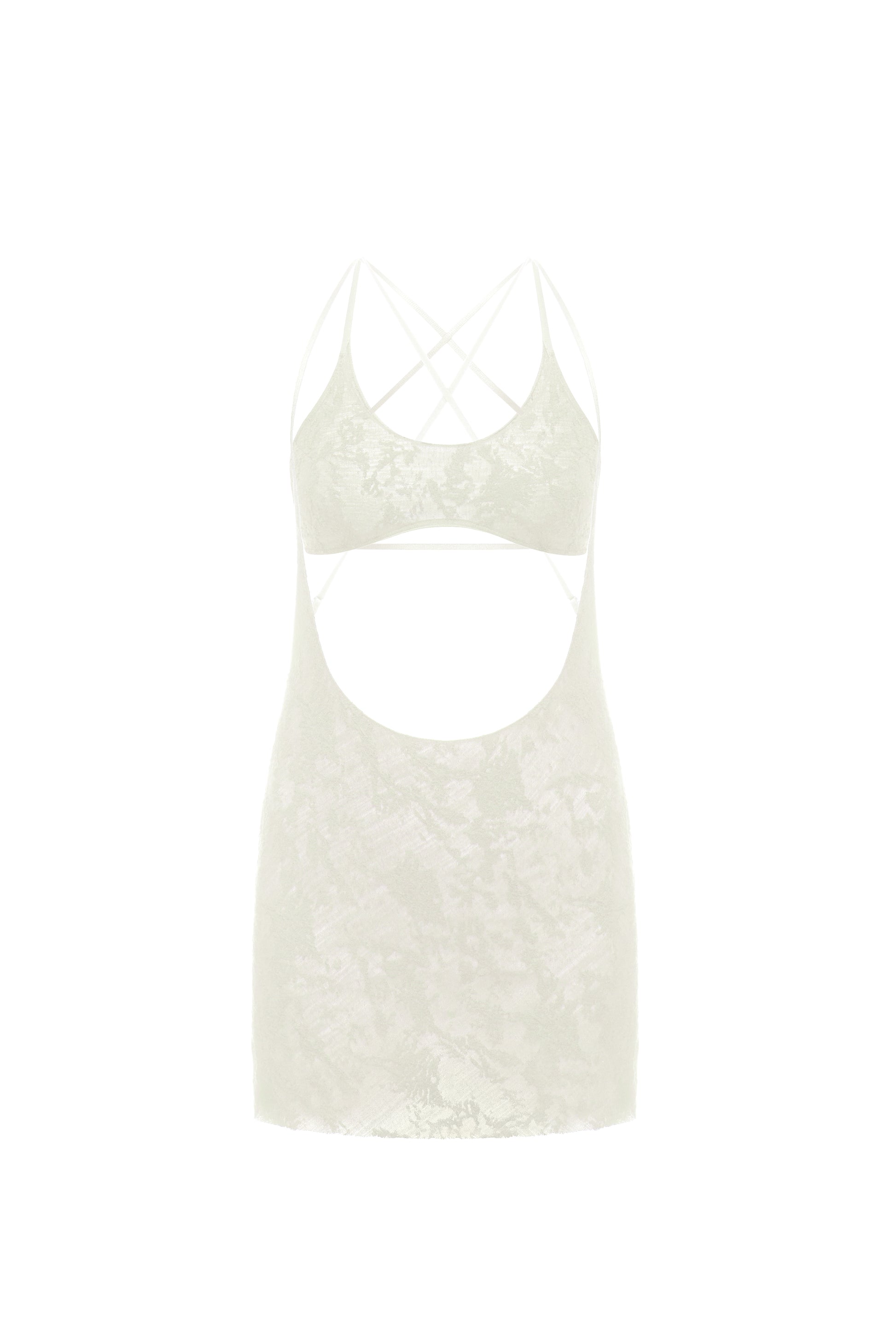 CUT-OUT MINI DRESS IN IVORY