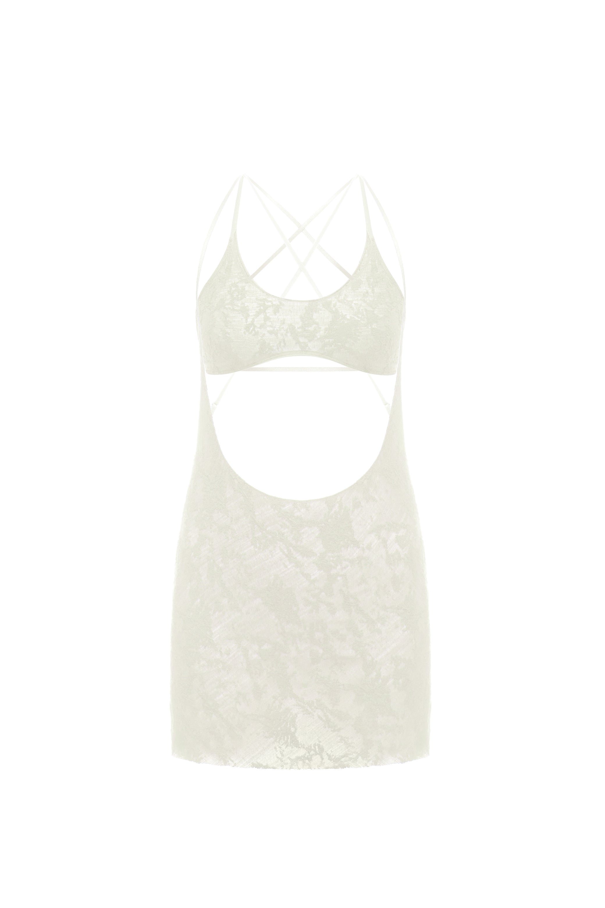 CUT-OUT MINI DRESS IN IVORY