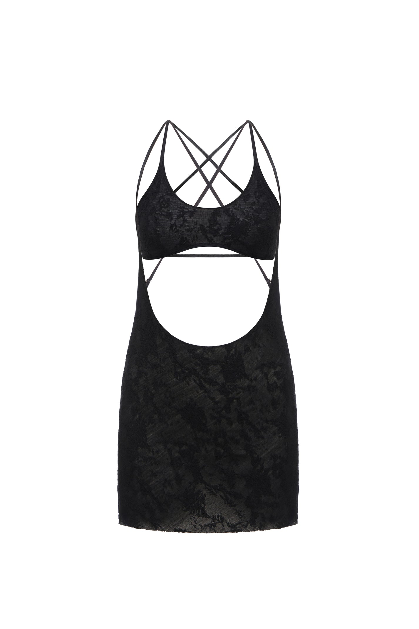 CUT-OUT MINI DRESS IN BLACK