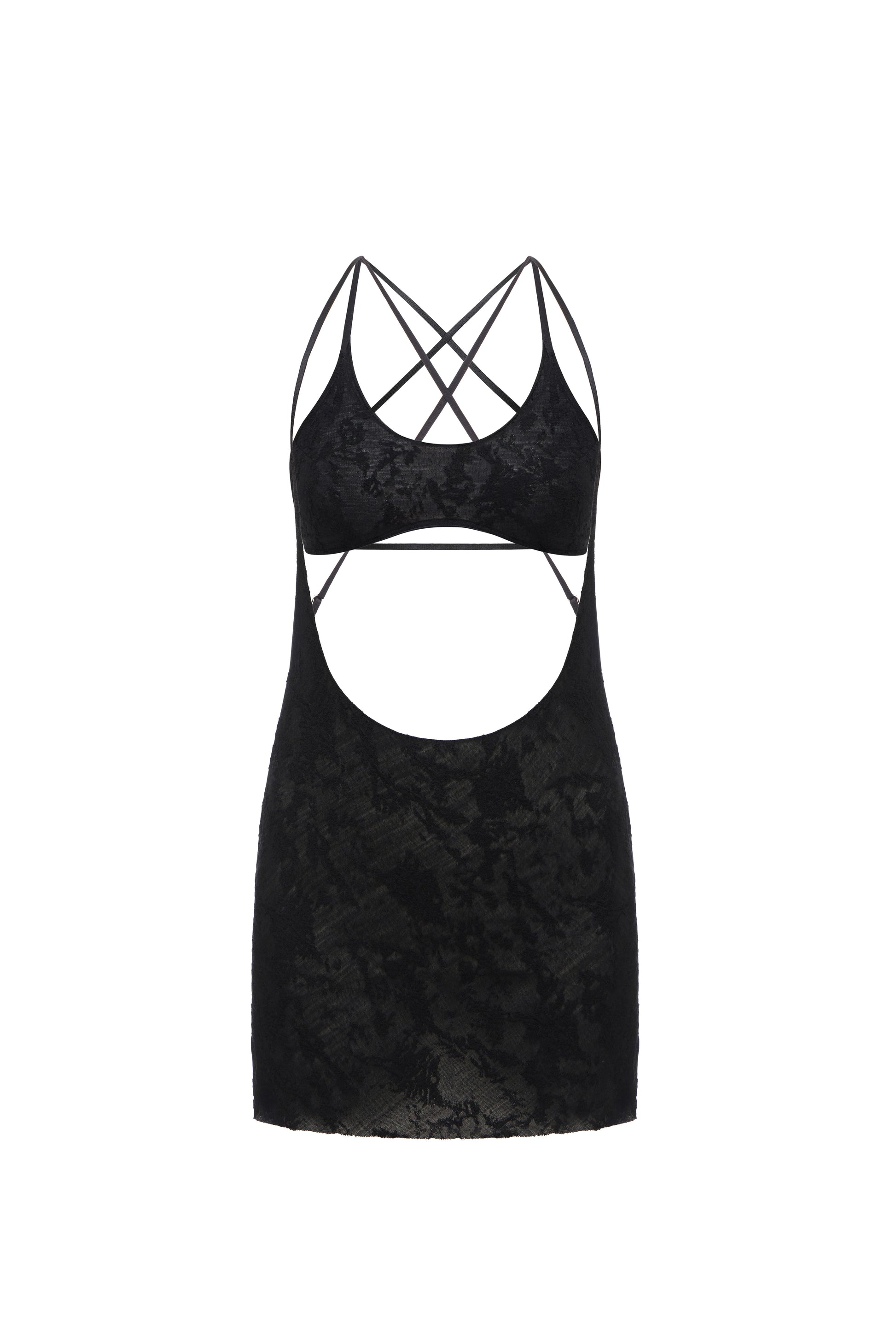 CUT-OUT MINI DRESS IN BLACK