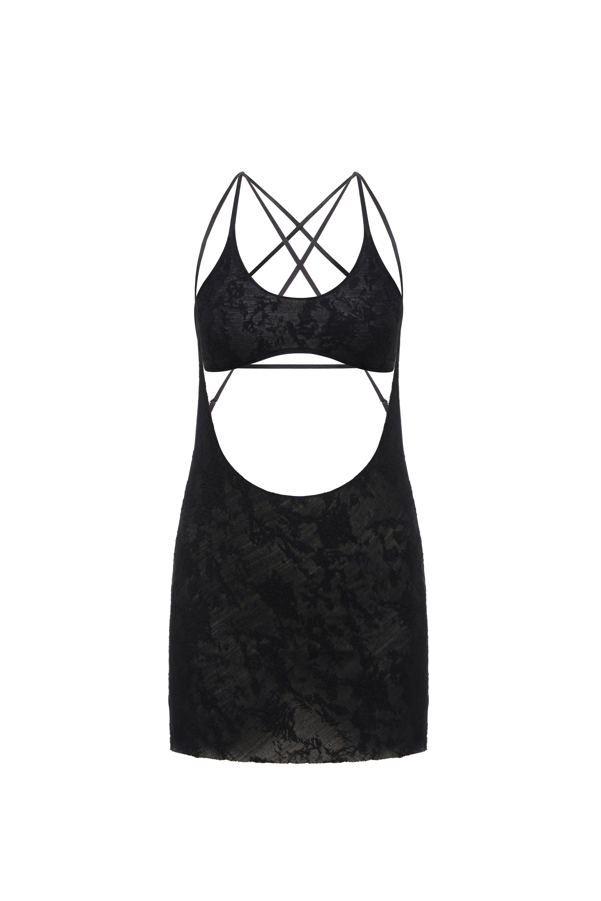 CUT-OUT MINI DRESS IN BLACK