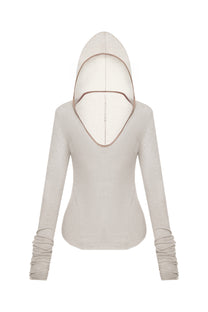 HOODED LONGSLEEVE IN DUST TAN