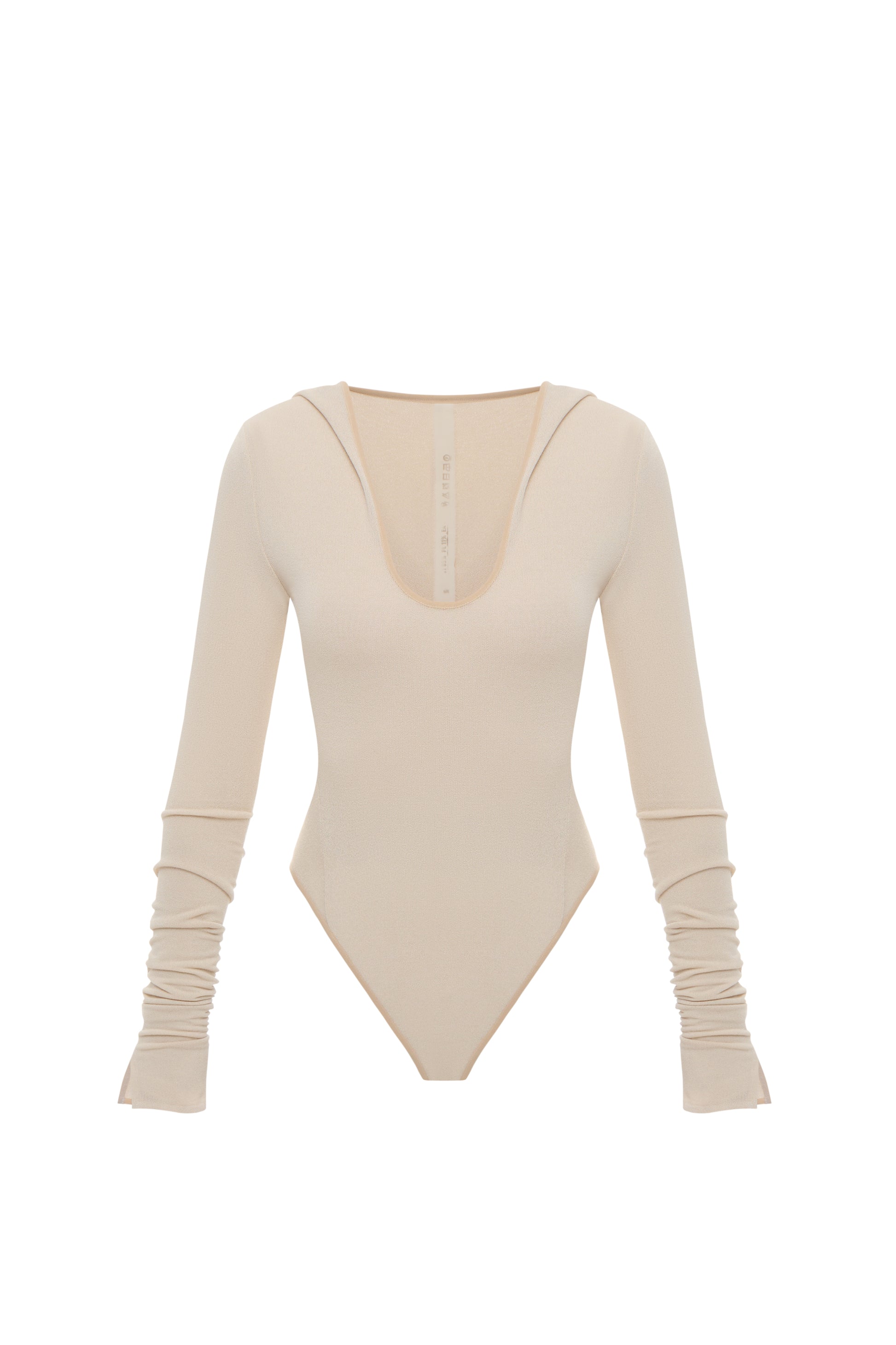 HOODED BODYSUIT IN BEIGE