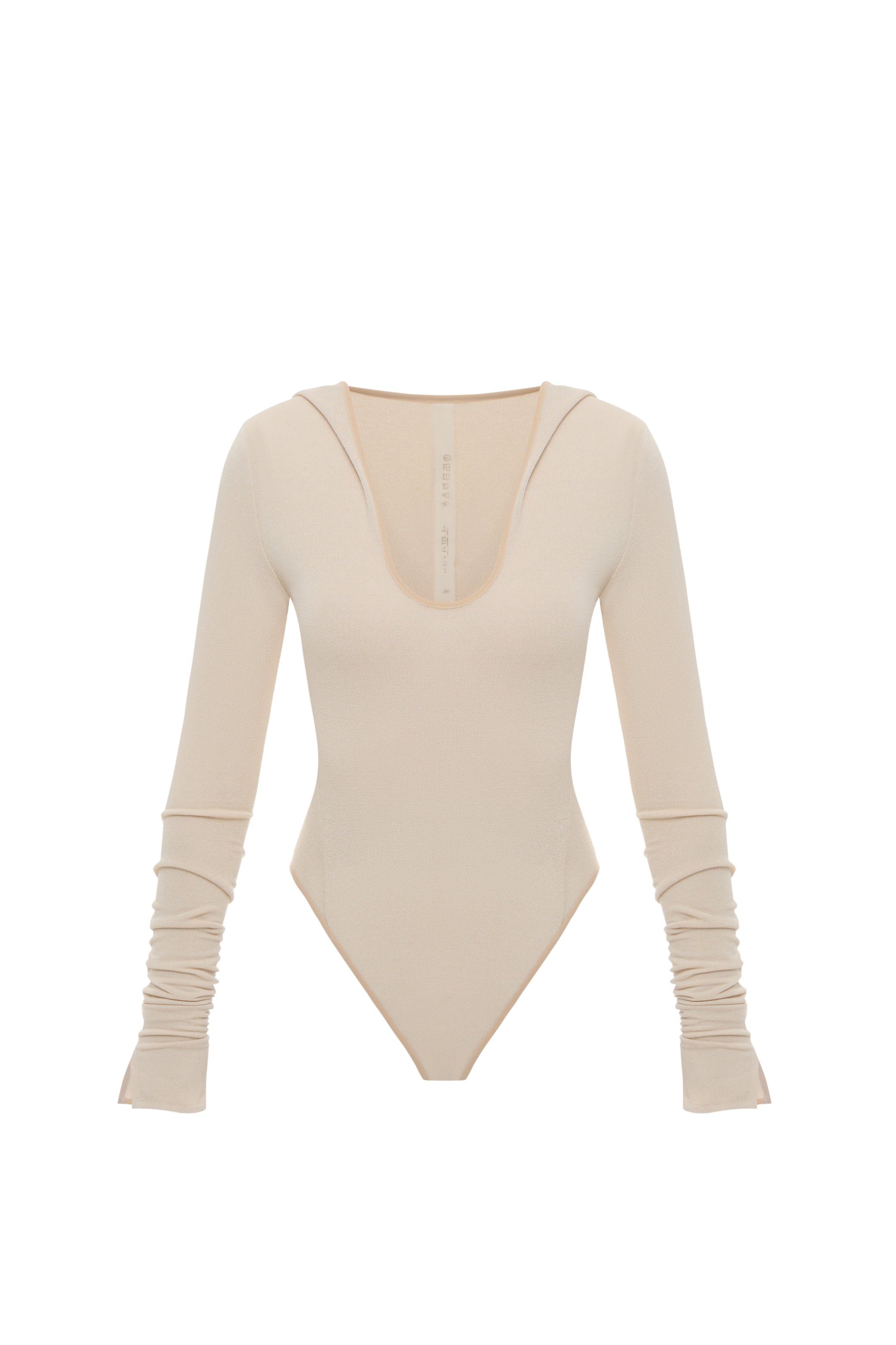 HOODED BODYSUIT IN BEIGE