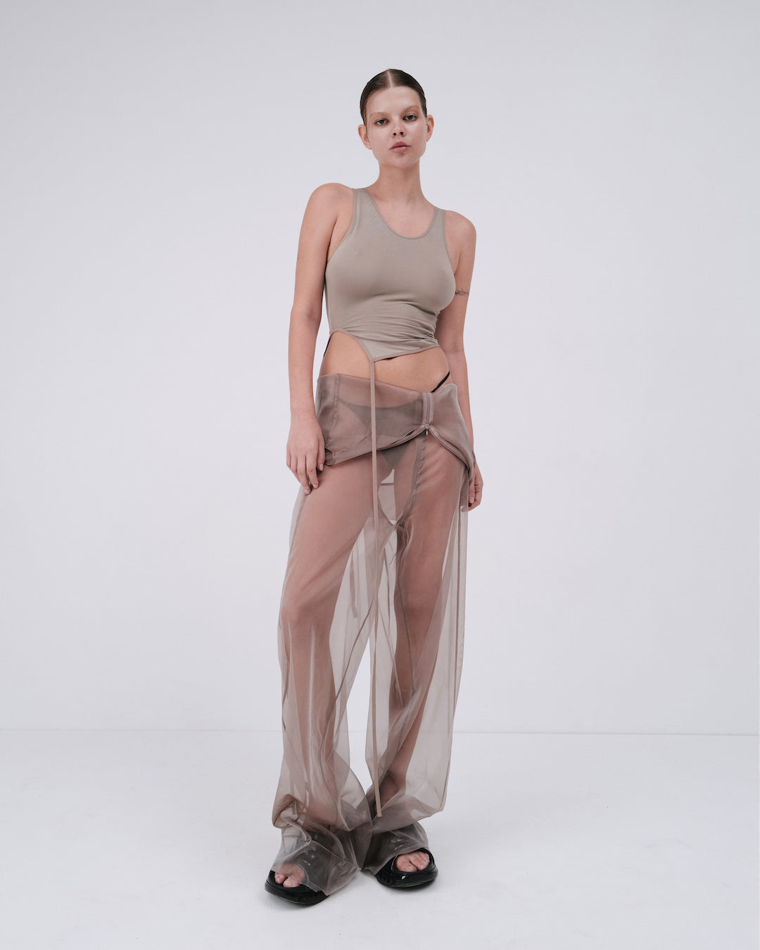 TRANSPARENT JUMPSUIT IN DUST PINK
