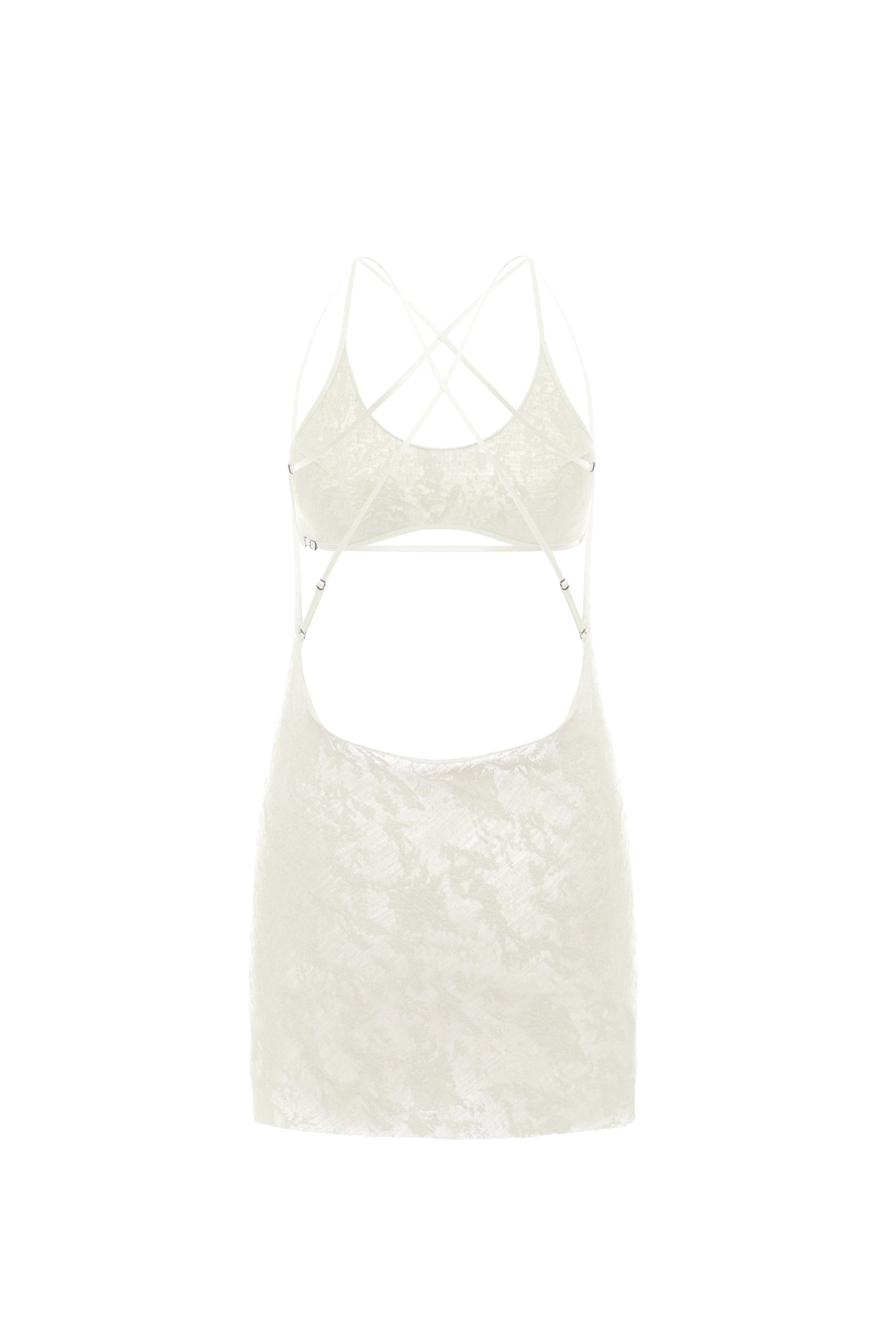 CUT-OUT MINI DRESS IN IVORY