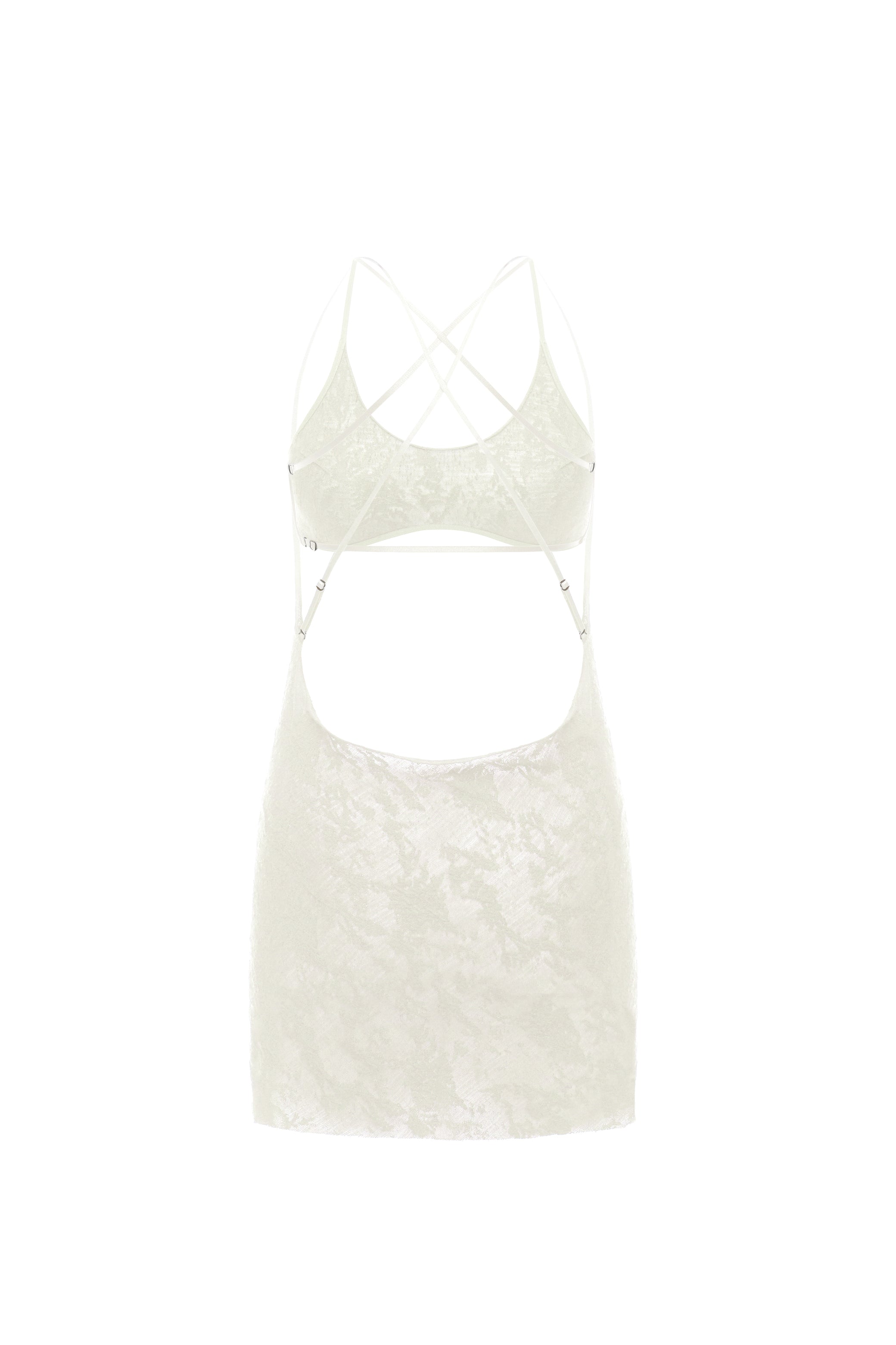 CUT-OUT MINI DRESS IN IVORY