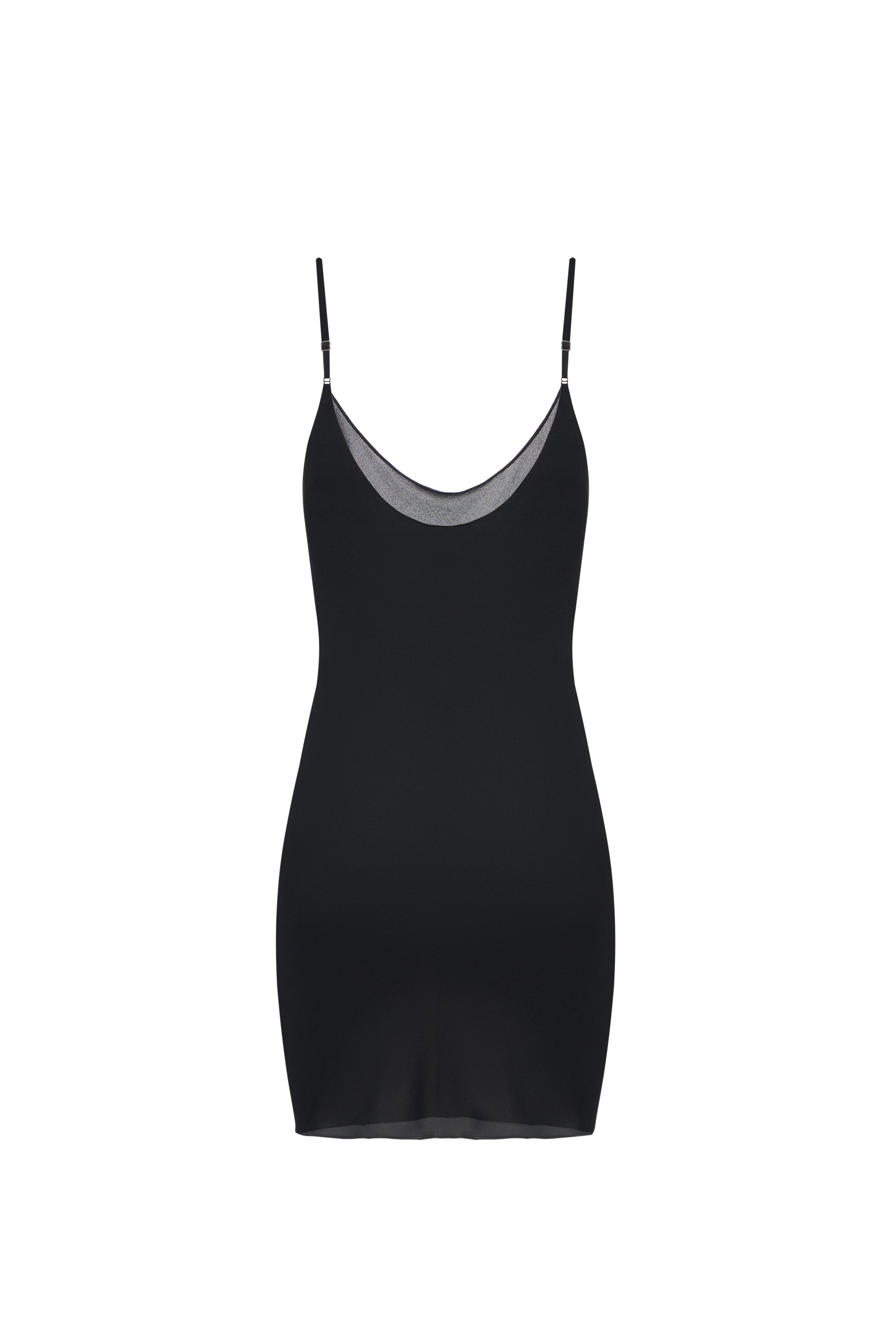 SILK CAMI MINI DRESS IN BLACK
