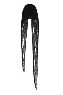 HANDCRAFTED KID SILKHASE MOHAIR HOODED SCARF IN BLACK