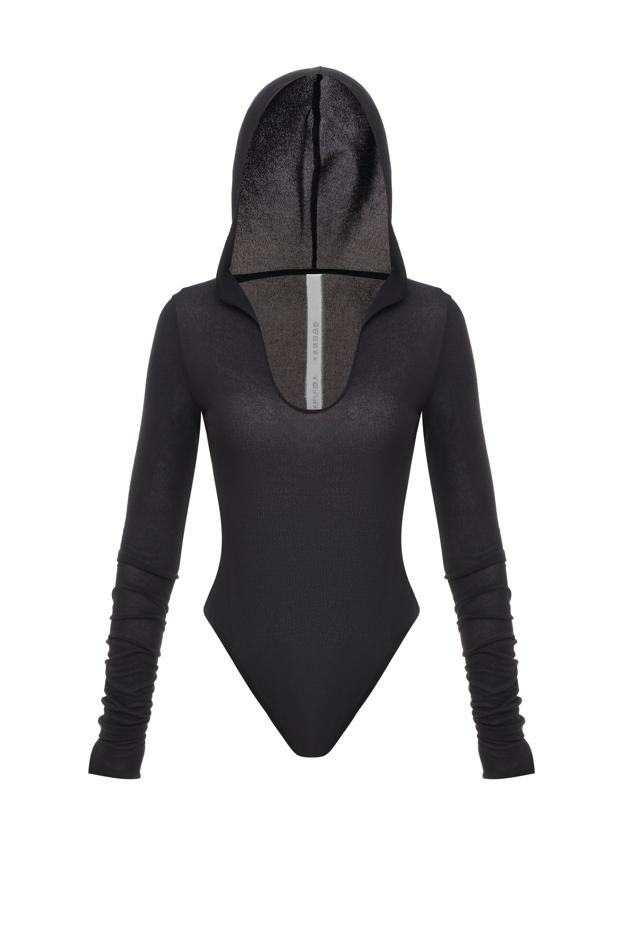 HOODED BODYSUIT IN BLACK