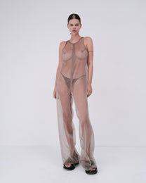 TRANSPARENT JUMPSUIT IN DUST PINK