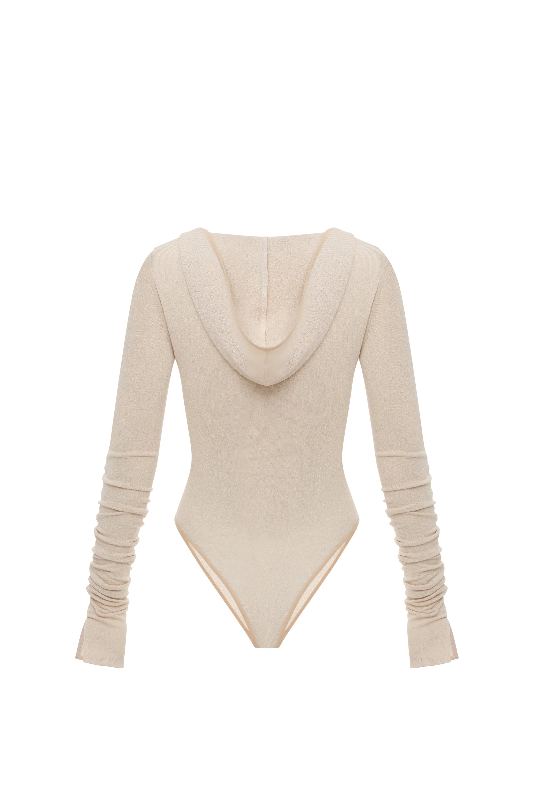 HOODED BODYSUIT IN BEIGE