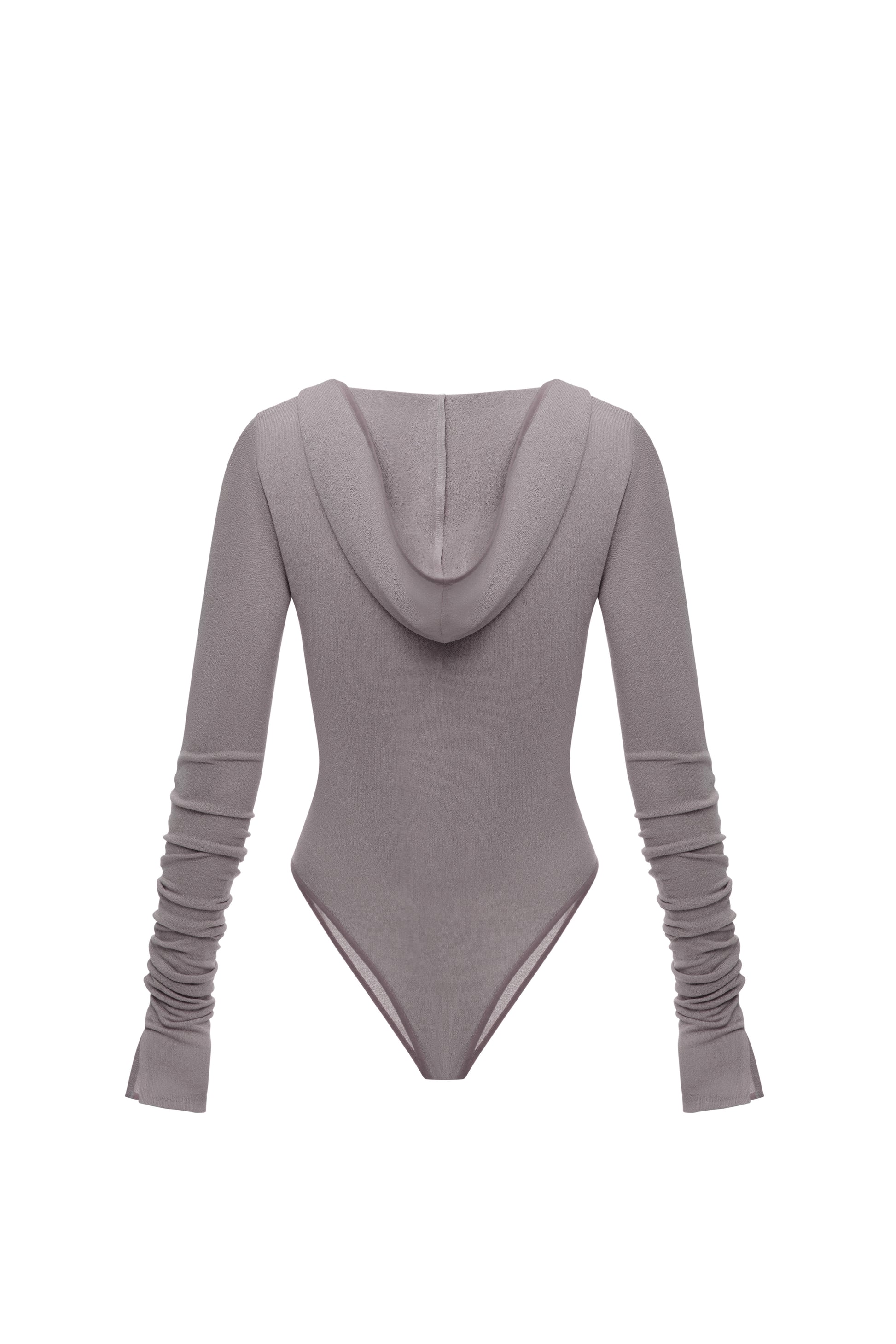 HOODED BODYSUIT IN AMETHYST