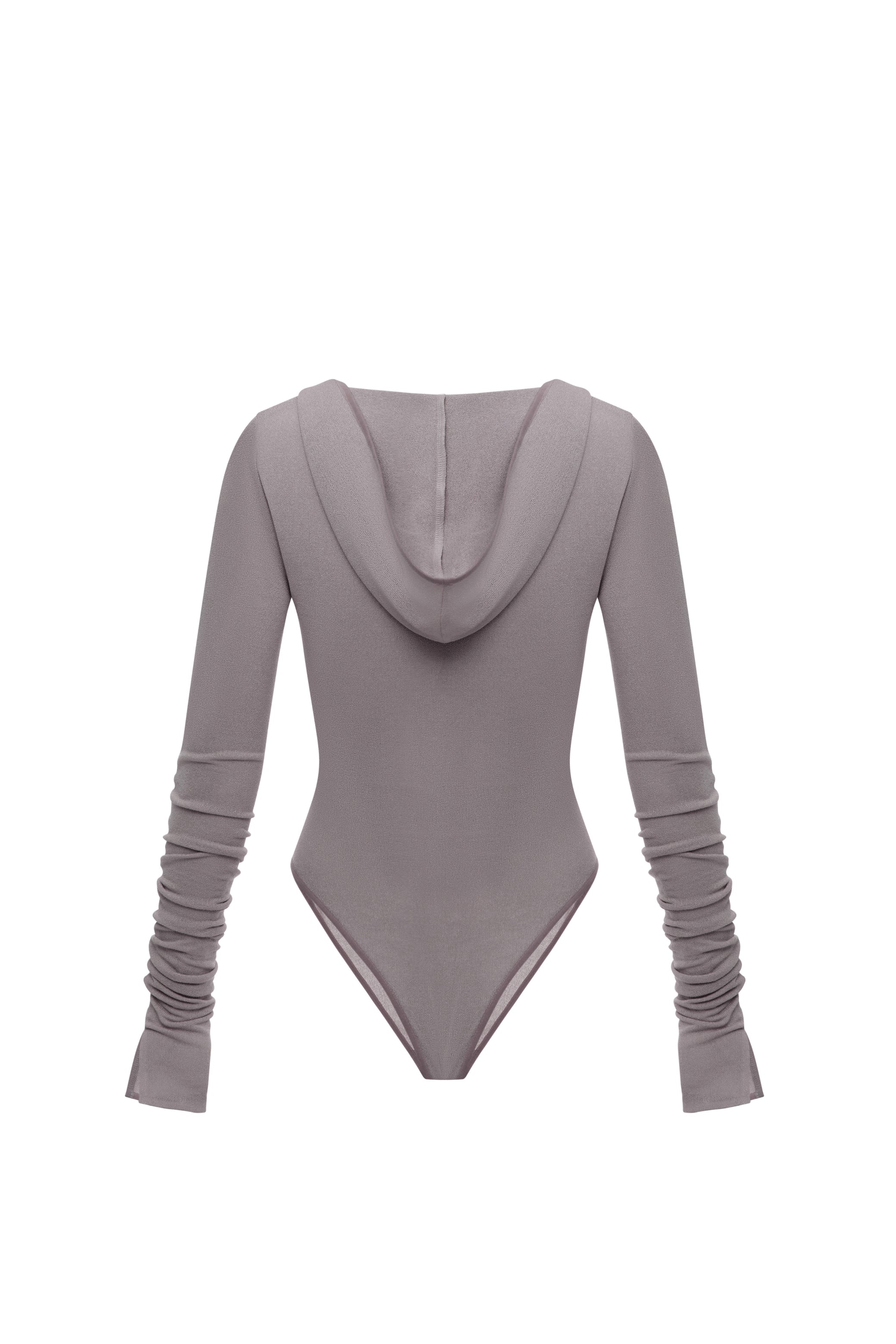 HOODED BODYSUIT IN AMETHYST