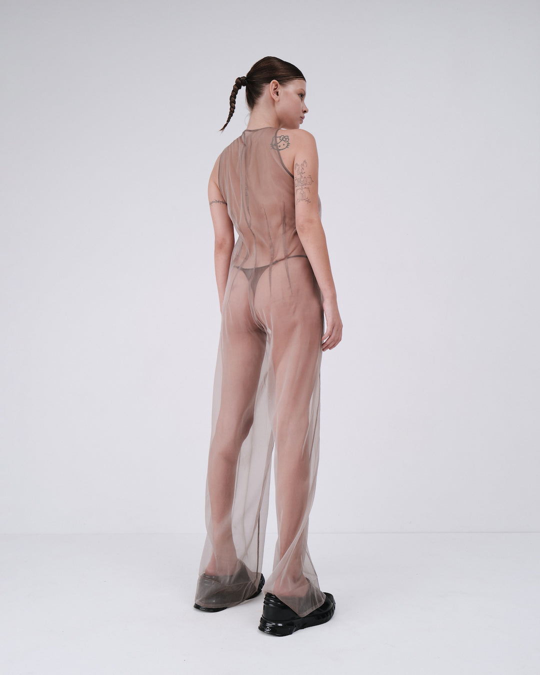 TRANSPARENT JUMPSUIT IN DUST PINK