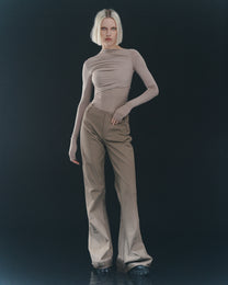 DRAPED PANTS IN DUST BEIGE