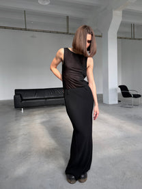 WOOL MAXI SKIRT WITH BELT LOOPS