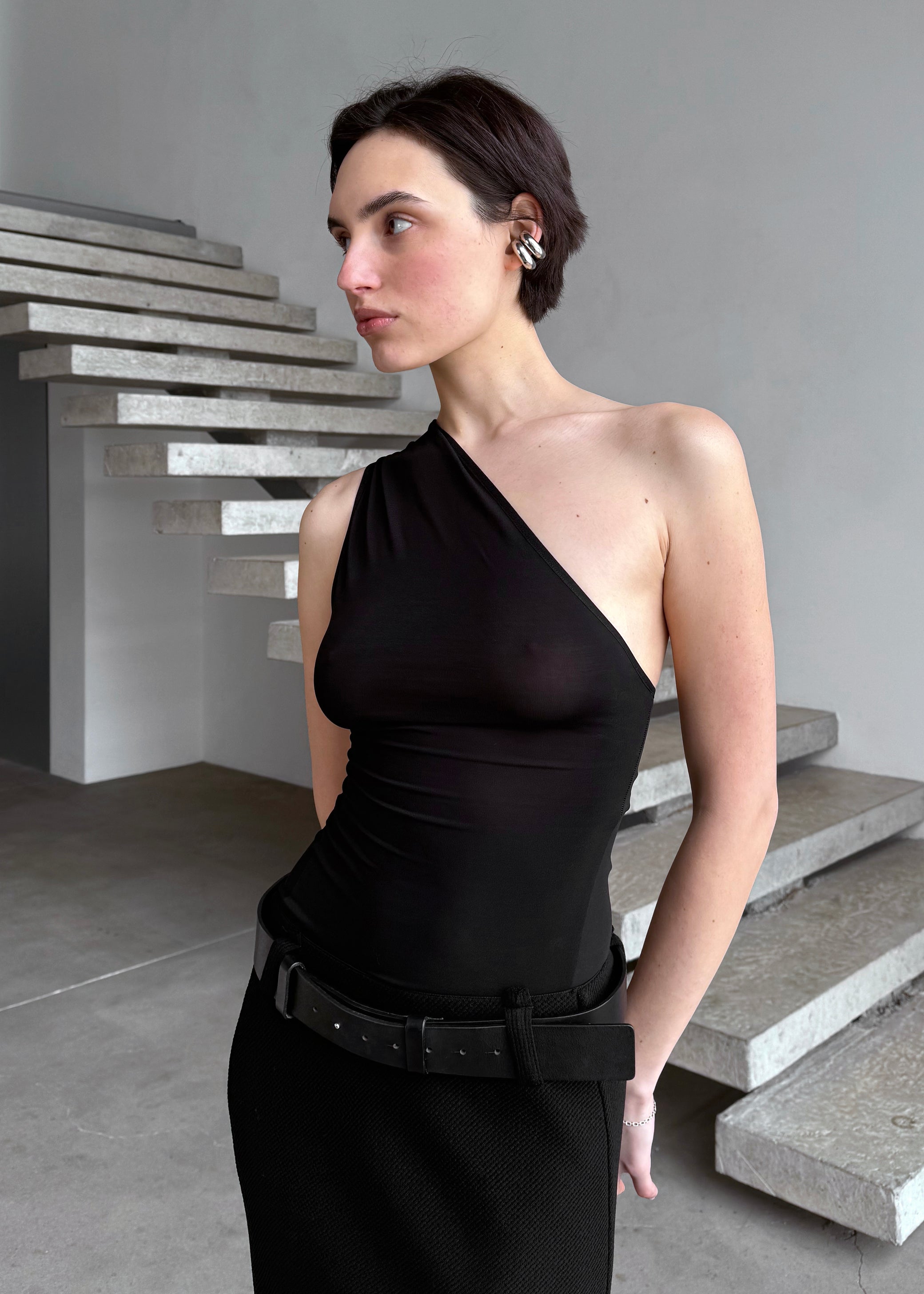 SEMI-SHEER NECKLINE TOP