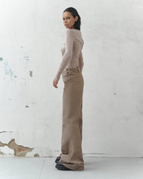 DRAPED PANTS IN DUST BEIGE