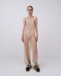 TRANSPARENT JUMPSUIT IN DUST GREEN