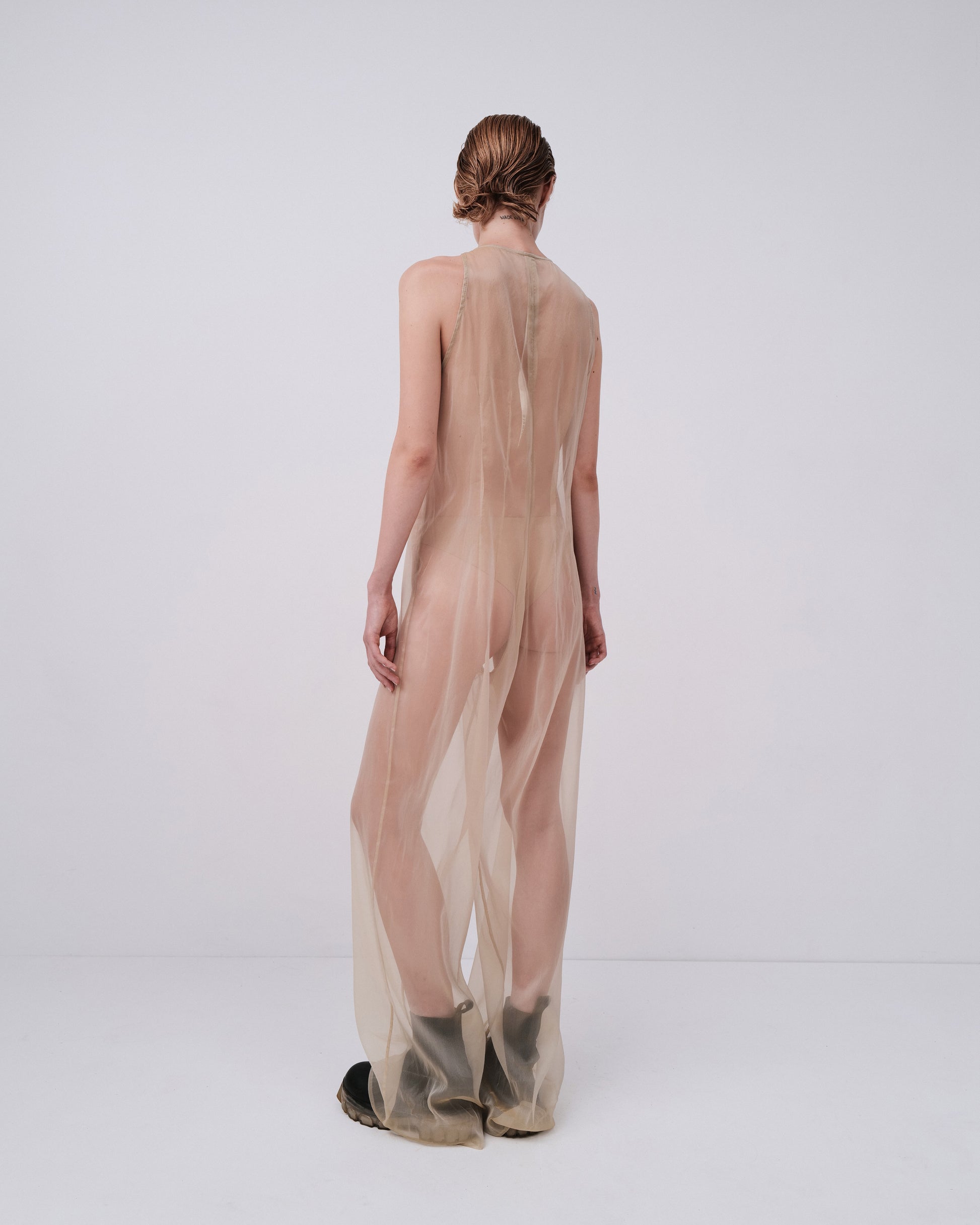 TRANSPARENT JUMPSUIT IN DUST GREEN