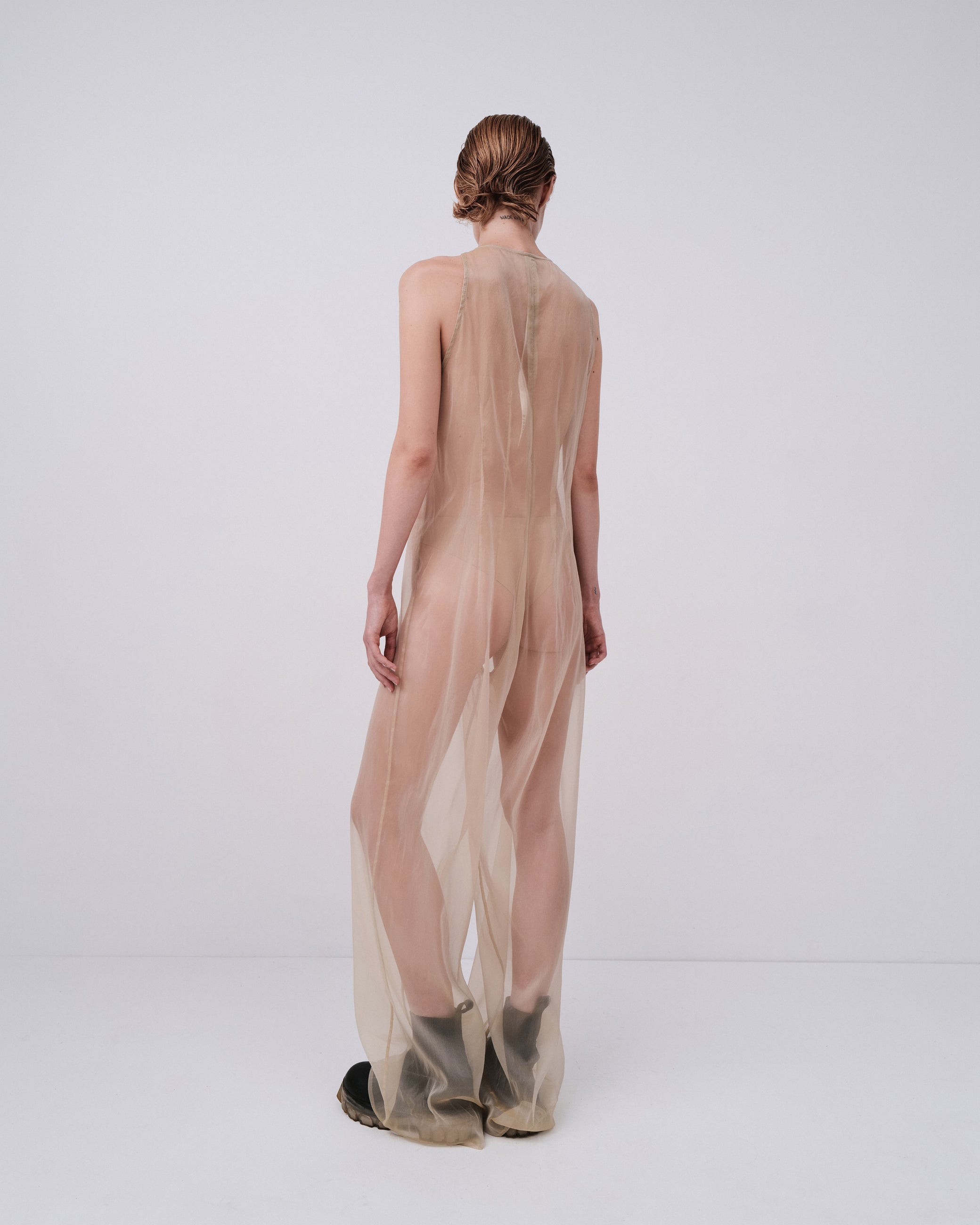 TRANSPARENT JUMPSUIT IN DUST GREEN