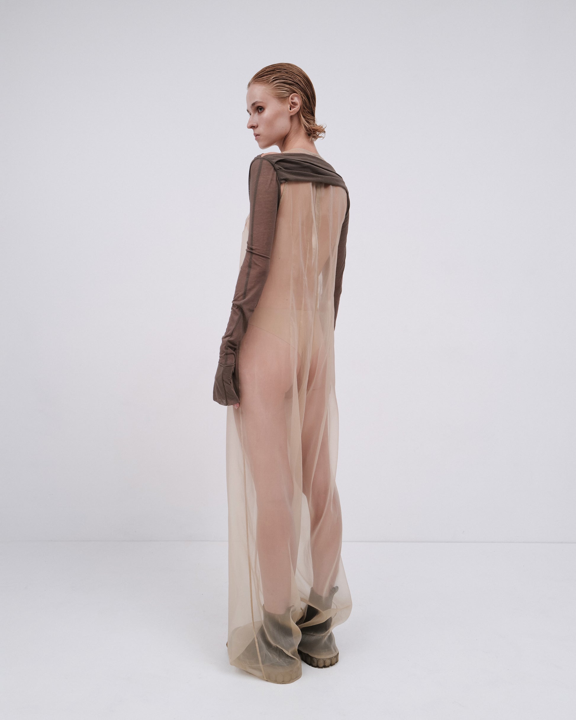 TRANSPARENT JUMPSUIT IN DUST GREEN