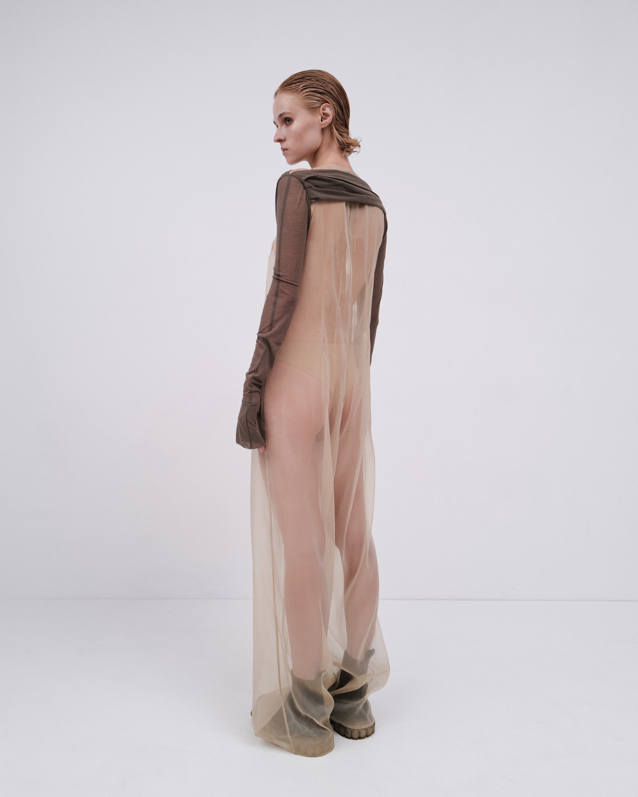TRANSPARENT JUMPSUIT IN DUST GREEN