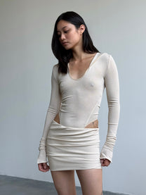 TWISTED MINI SKIRT IN BEIGE
