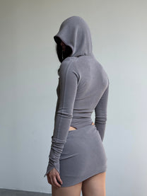 TWISTED MINI SKIRT IN AMETHYST