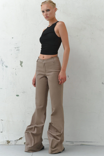 DRAPED PANTS IN DUST BEIGE